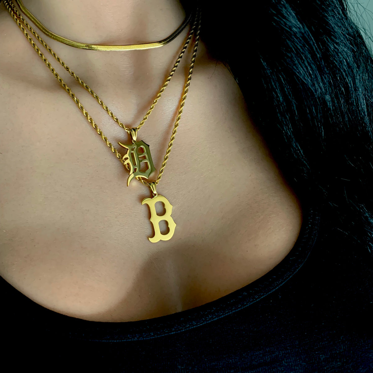 Detroit D Necklace, 14k Gold